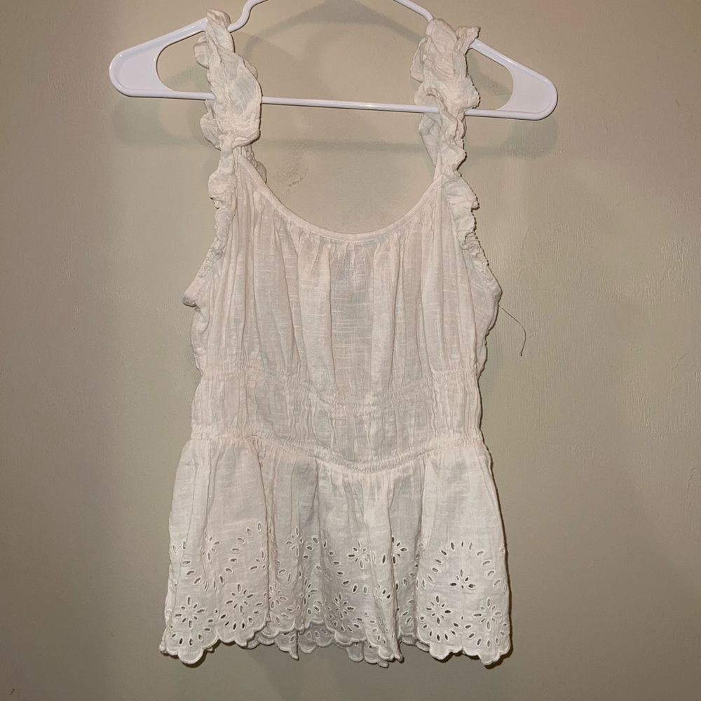 NWOT Old Navy Cream Lace Ruffle Sleeve Top